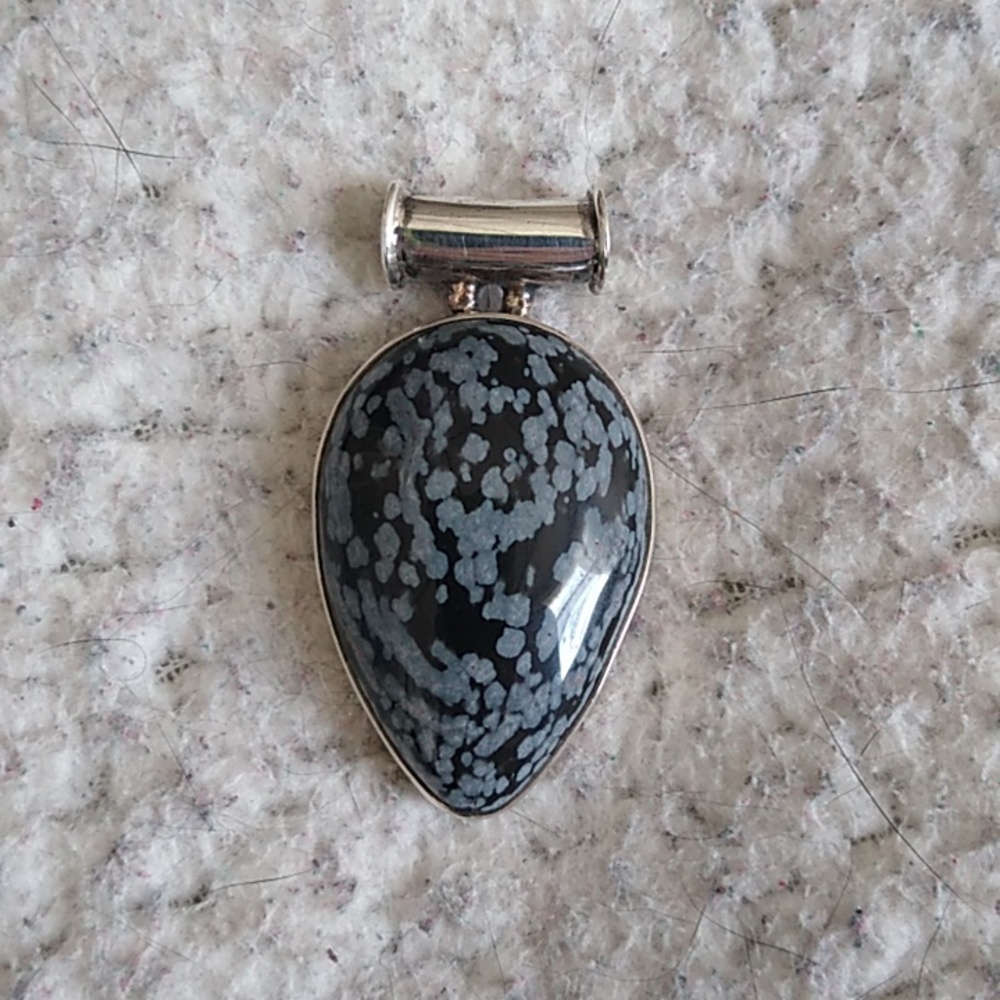 Snowflake obsidian pendant